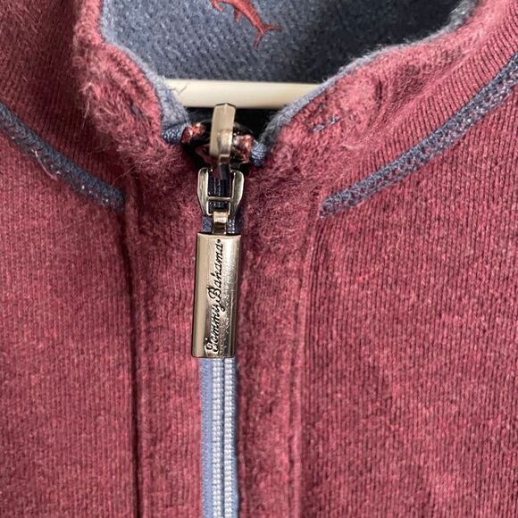 Tommy Bahama Mens Flipshore Jacket Full XL Zip Burgundy Navy Blue Reversible - Picture 7 of 9